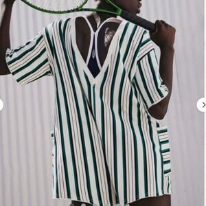 Free People Hot Shot Printed Striped Tee Romper